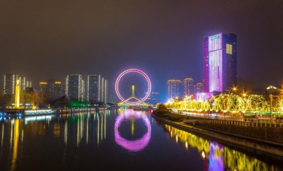​天津之眼是天津的地标之一，直径为110米